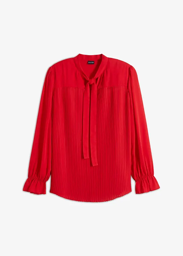 Plisseé Bluse in rot von vorne - bonprix