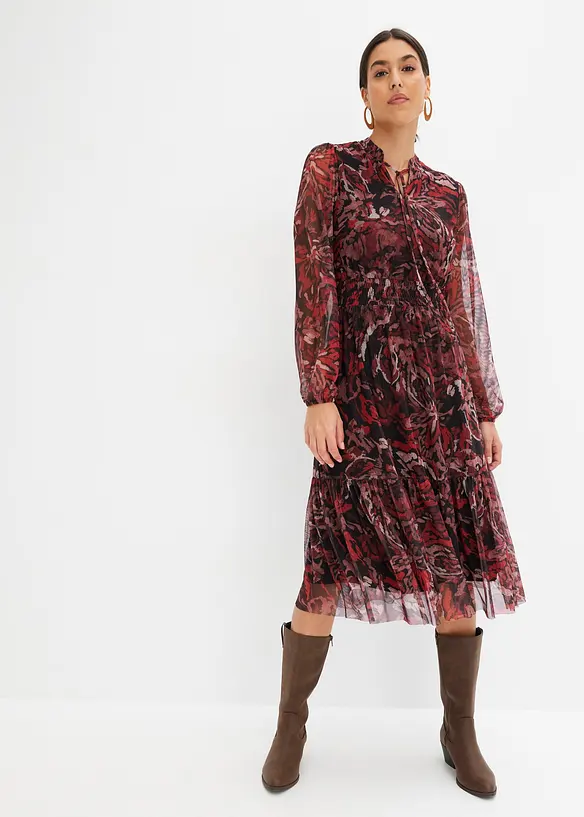 Mesh-Midikleid in schwarz von vorne (Totalaufnahme) - bonprix Mesh-Midikleid in schwarz von vorne (Totalaufnahme) - bonprix