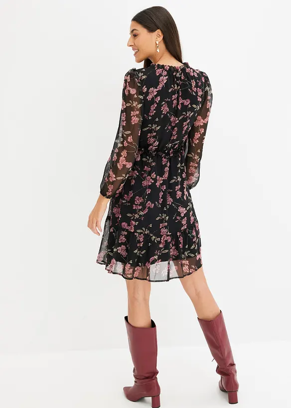 Chiffonkleid in schwarz von hinten (Totalaufnahme) - bonprix Chiffonkleid in schwarz von hinten (Totalaufnahme) - bonprix