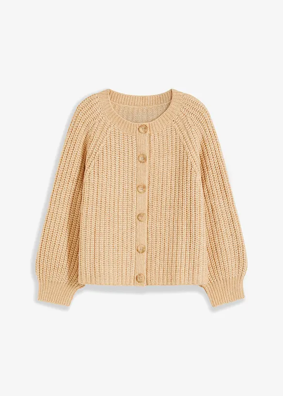 Oversize-Strickjacke in beige von vorne - bonprix