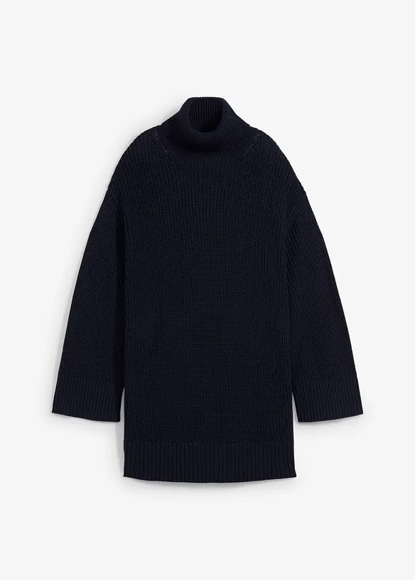 Oversize-Rollkragenpullover in blau von vorne - bonprix