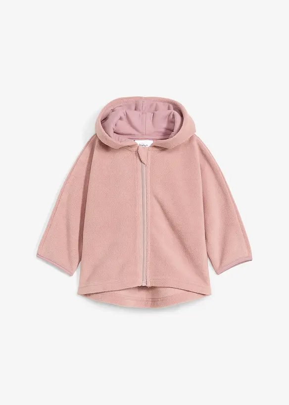 Baby Fleecejacke in rosa von vorne - bonprix