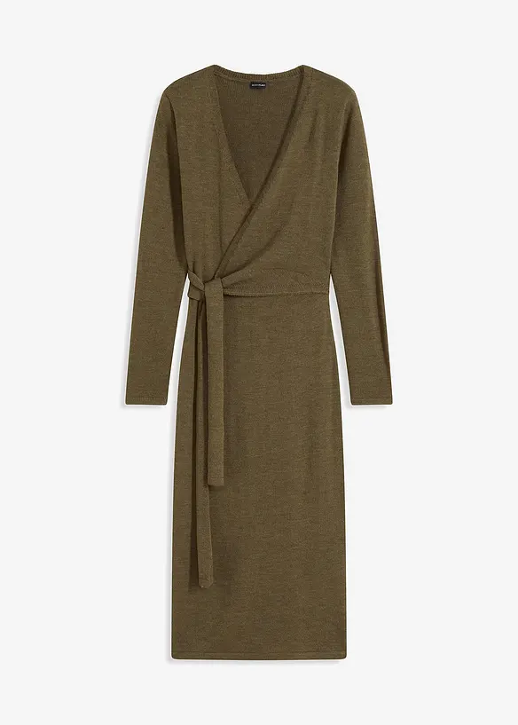 Midi-Strickkleid in grün von vorne - bonprix