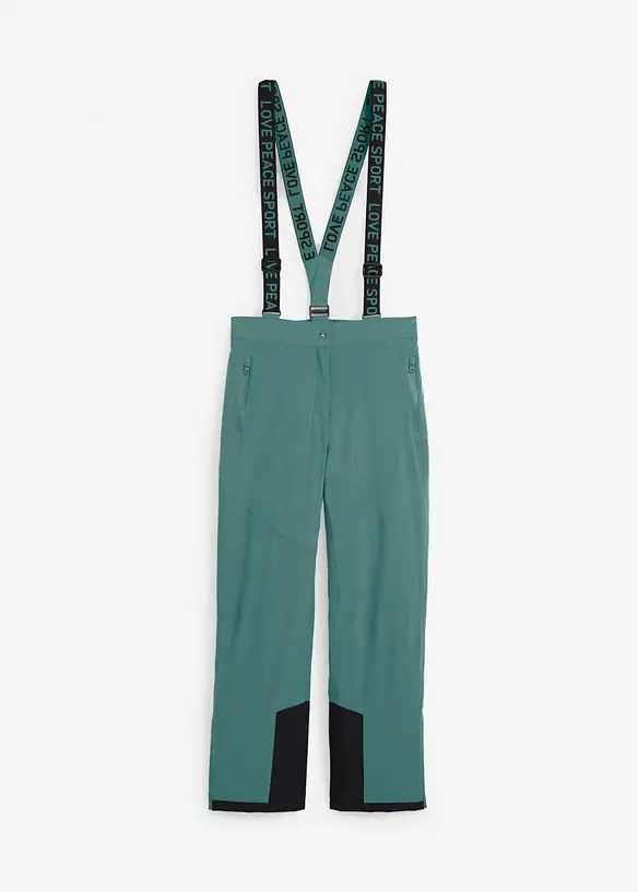 wasserdichte Ski Funktions-Thermohose mit abnehmbaren Trägern in grün von vorne - bonprix wasserdichte Ski Funktions-Thermohose mit abnehmbaren Trägern in grün von vorne - bonprix
