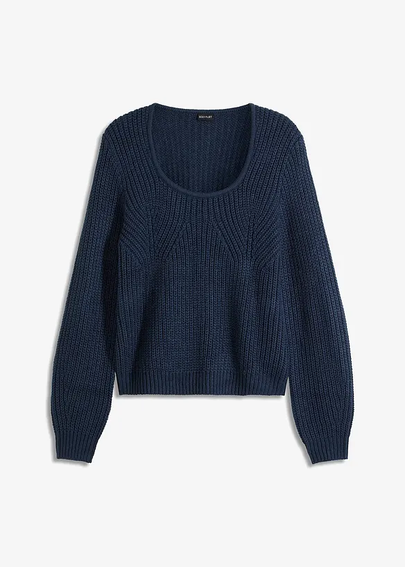 Pullover mit Karree-Ausschnitt in blau von vorne - bonprix