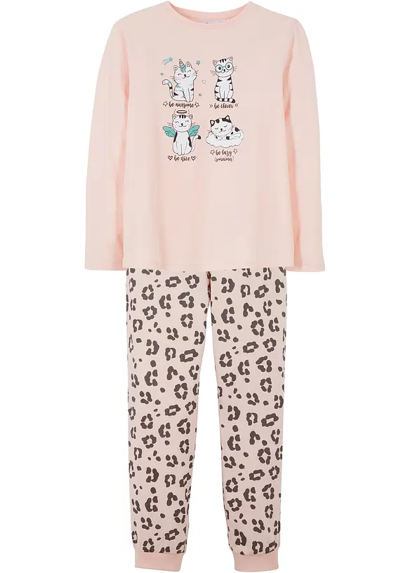 Pyjama aus reiner Bio-Baumwolle in rosa von vorne - bonprix
