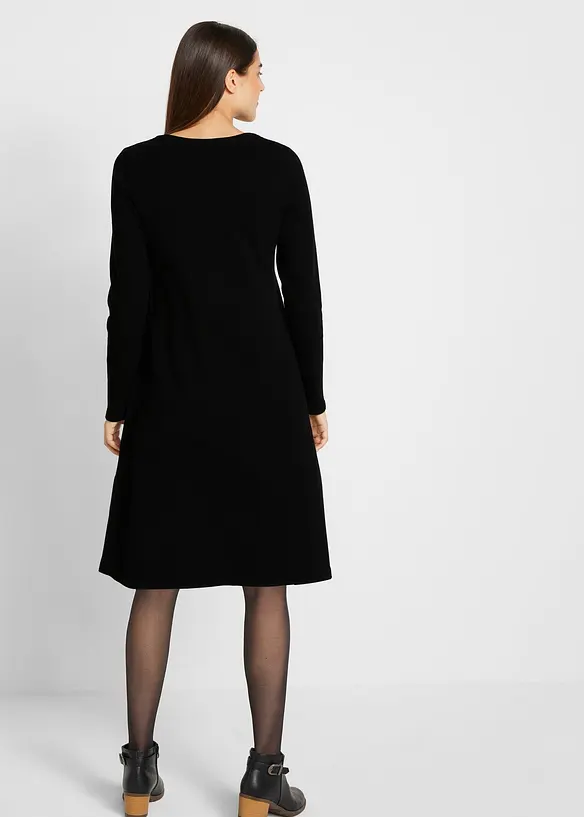 Strickkleid mit recycelter Baumwolle in schwarz von hinten (Totalaufnahme) - bonprix Strickkleid mit recycelter Baumwolle in schwarz von hinten (Totalaufnahme) - bonprix