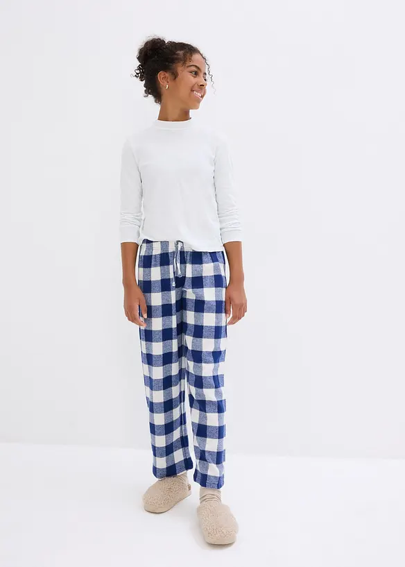 Kinder Pyjamahose aus Flanell in blau von vorne (Totalaufnahme) - bonprix