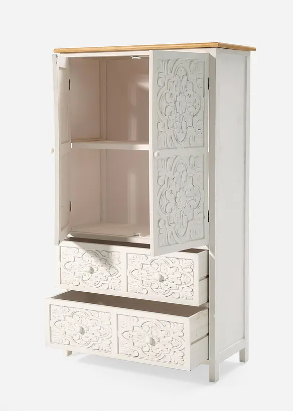 Schrank mit Ornamenten in weiß geöffnet - bonprix