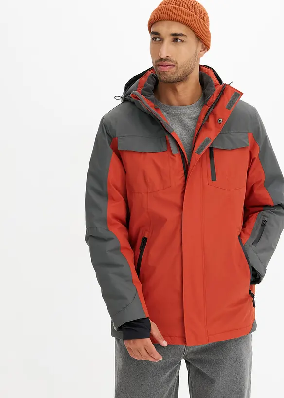 Wasserdichte Funktions-Jacke in braun von vorne (im Anschnitt) - bonprix