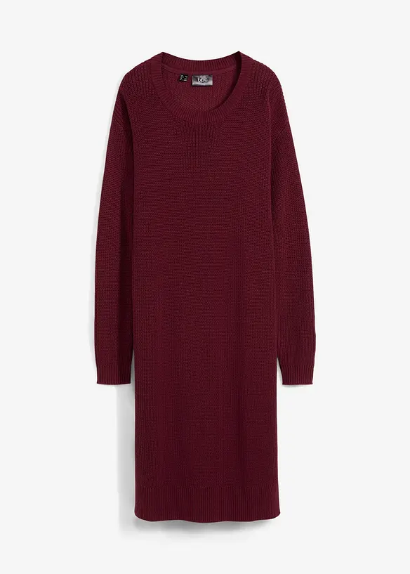 Oversize-Strickkleid aus Rippstrick Baumwoll-Mix in rot von vorne - bonprix Oversize-Strickkleid aus Rippstrick Baumwoll-Mix in rot von vorne - bonprix