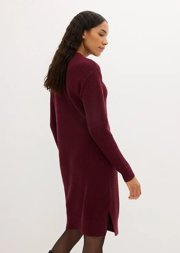 Oversize-Strickkleid aus Rippstrick Baumwoll-Mix in rot von hinten (Totalaufnahme) - bonprix Oversize-Strickkleid aus Rippstrick Baumwoll-Mix in rot von hinten (Totalaufnahme) - bonprix