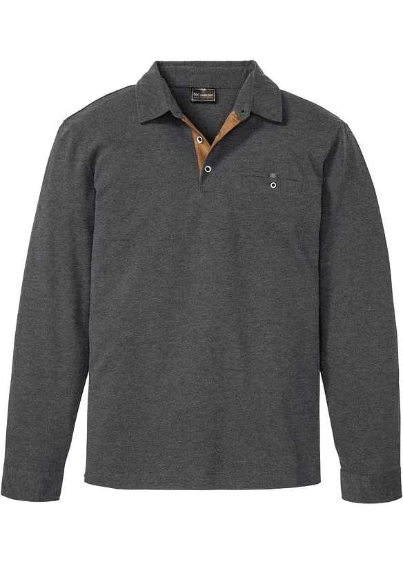 Poloshirt aus robustem Piqué in grau von vorne - bonprix