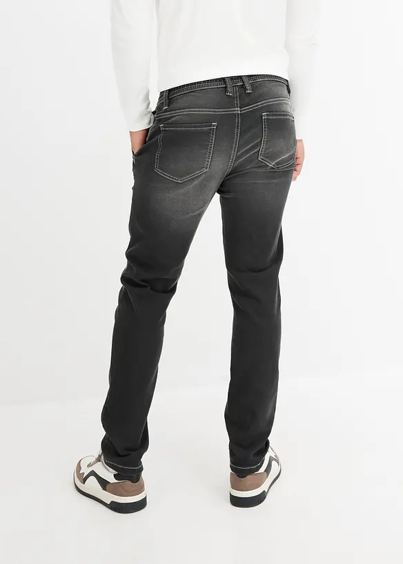 Regular-Fit Jeans-Jogger mit Dehnbund, Tapered in schwarz von hinten - bonprix