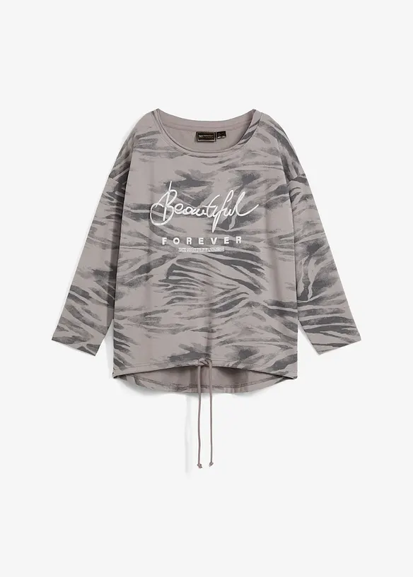 Langarmshirt aus Baumwoll-Mix in grau von vorne - bonprix