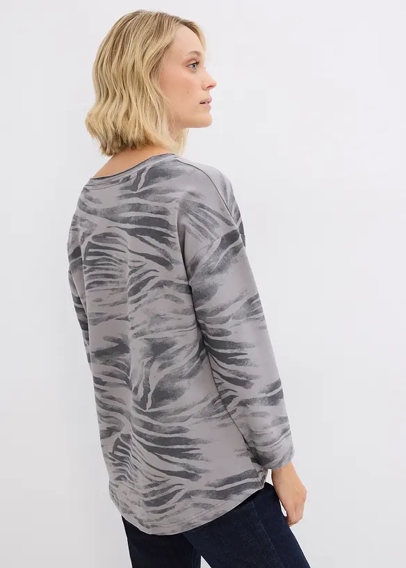 Langarmshirt aus Baumwoll-Mix in grau von hinten (im Anschnitt) - bonprix