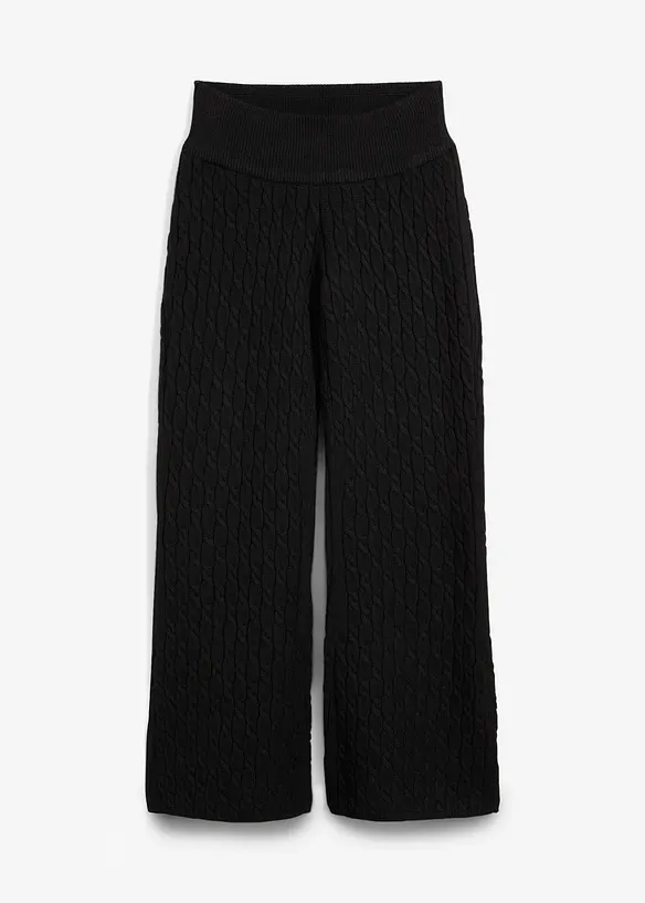 Strickhose mit Zopfmuster in schwarz von vorne - bonprix