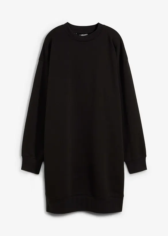 Loose-Fit Sweatkleid in schwarz von vorne - bonprix