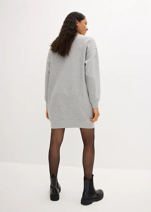 Loose-Fit Sweatkleid in grau von hinten (Totalaufnahme) - bonprix