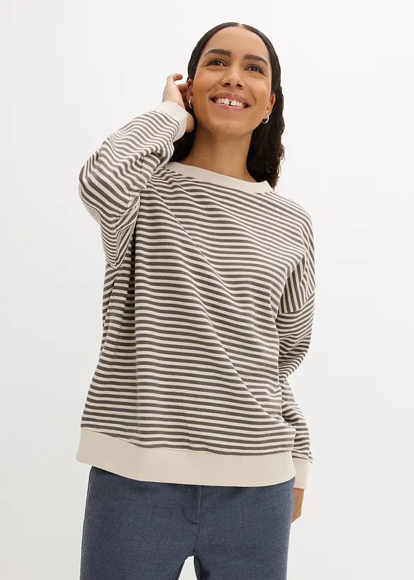 Loose-fit Sweatshirt in grau von vorne (im Anschnitt) - bonprix