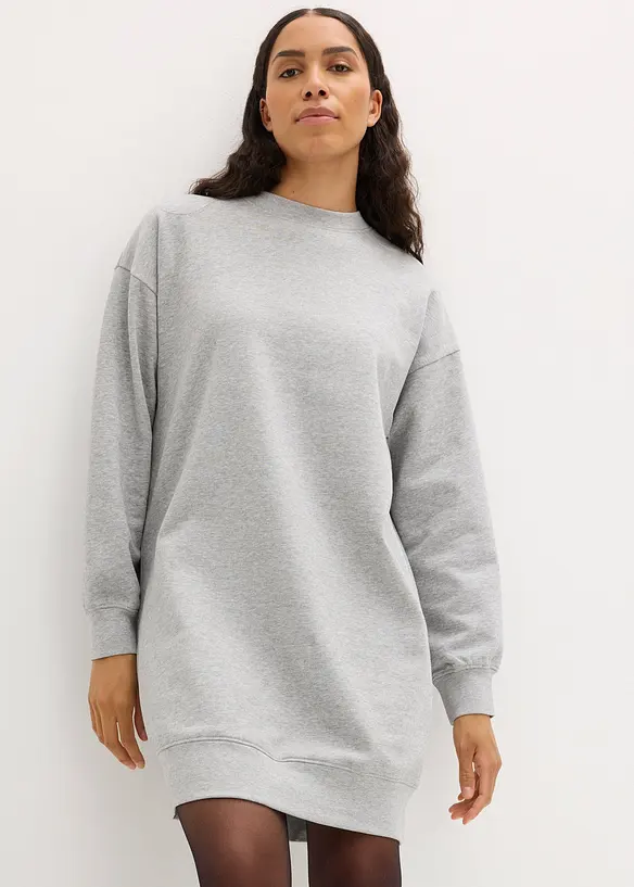 Loose-Fit Sweatkleid in grau von vorne (Totalaufnahme) - bonprix