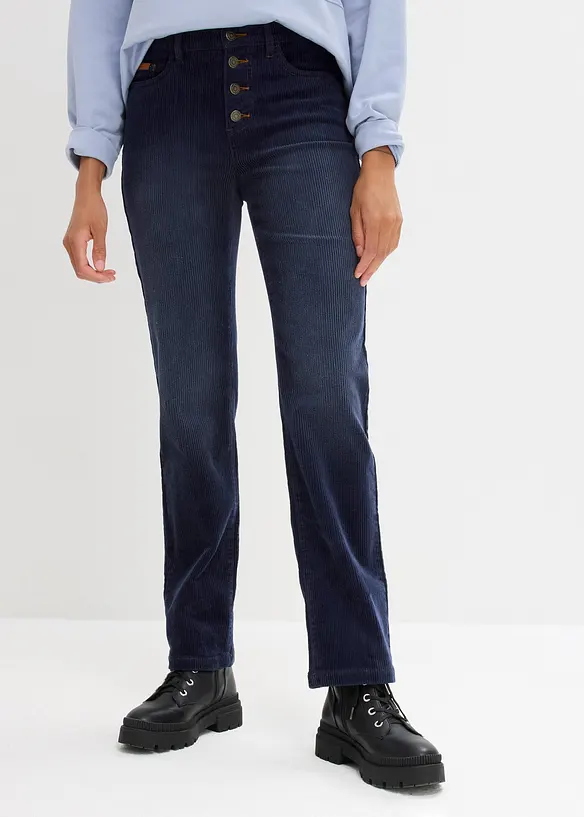 Cordhose aus elastischem Baumwoll-Mix in blau von vorne - bonprix Cordhose aus elastischem Baumwoll-Mix in blau von vorne - bonprix