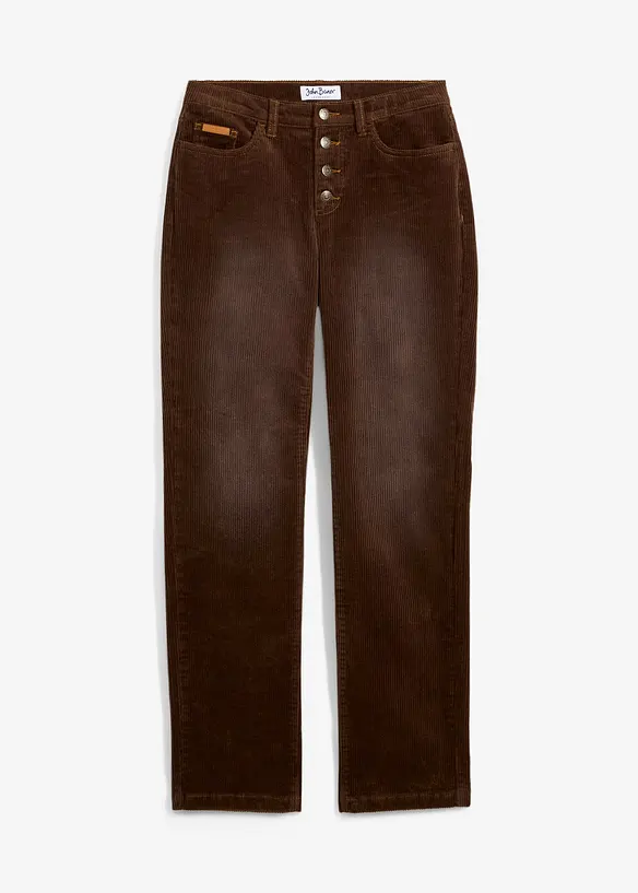 Cordhose aus elastischem Baumwoll-Mix in braun von vorne - bonprix