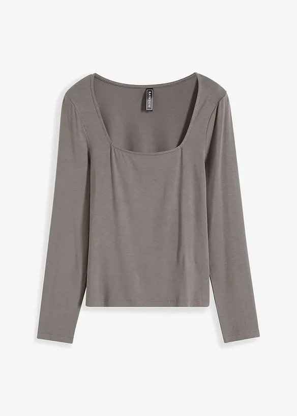 Langarmshirt in grau von vorne - bonprix