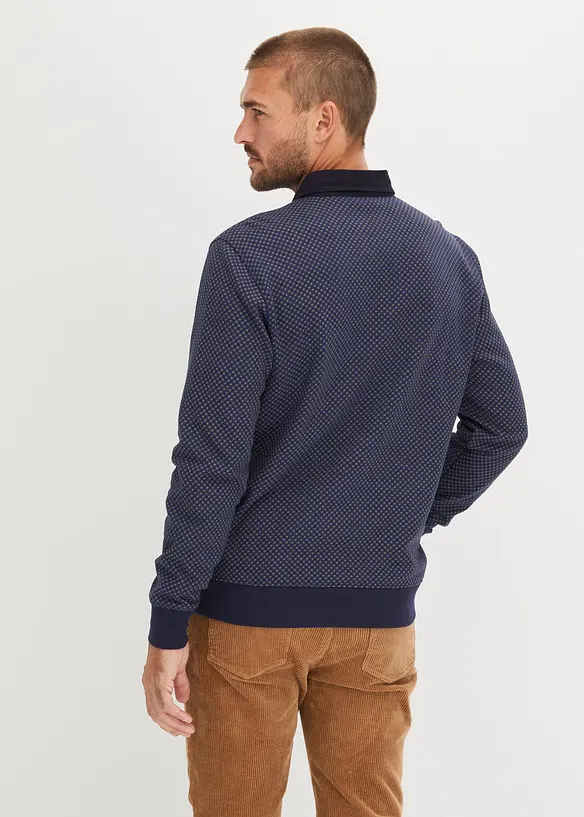 Polo-Sweatshirt aus reiner Bio-Baumwolle in blau von hinten (im Anschnitt) - bonprix