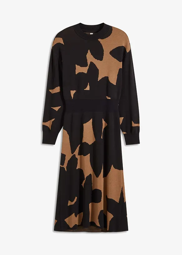 Strickkleid in beige von vorne - bonprix