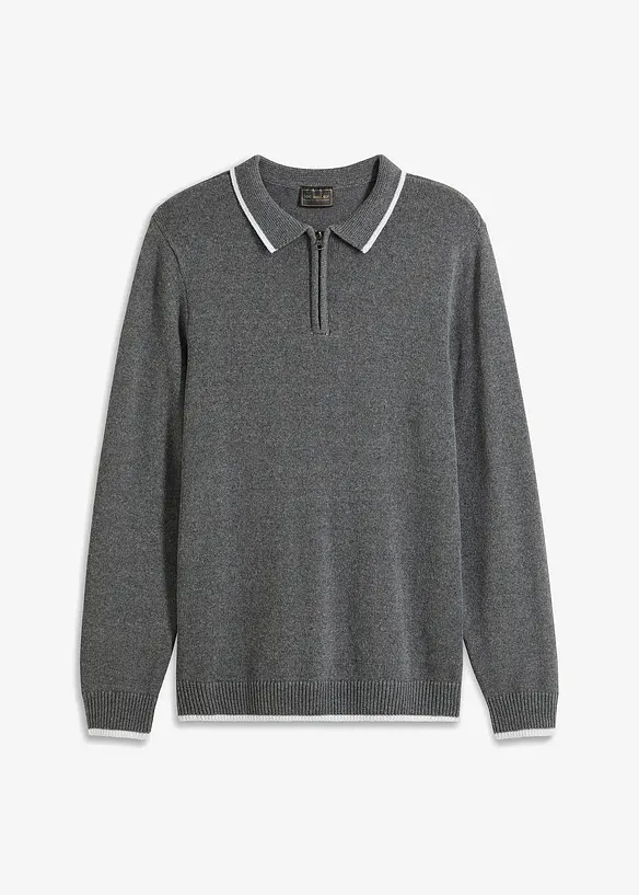 Pullover in Regular Fit in grau von vorne - bonprix