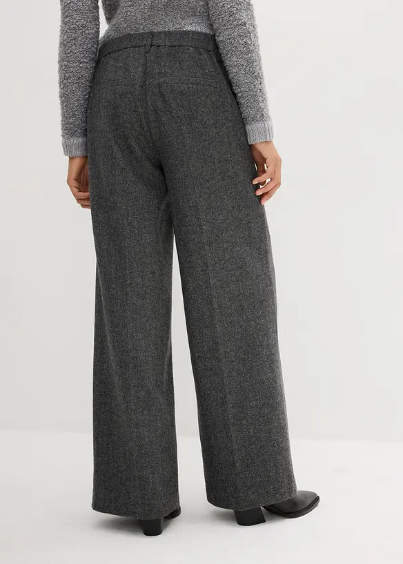 Wollhose mit Fischgratmuster in grau von hinten - bonprix