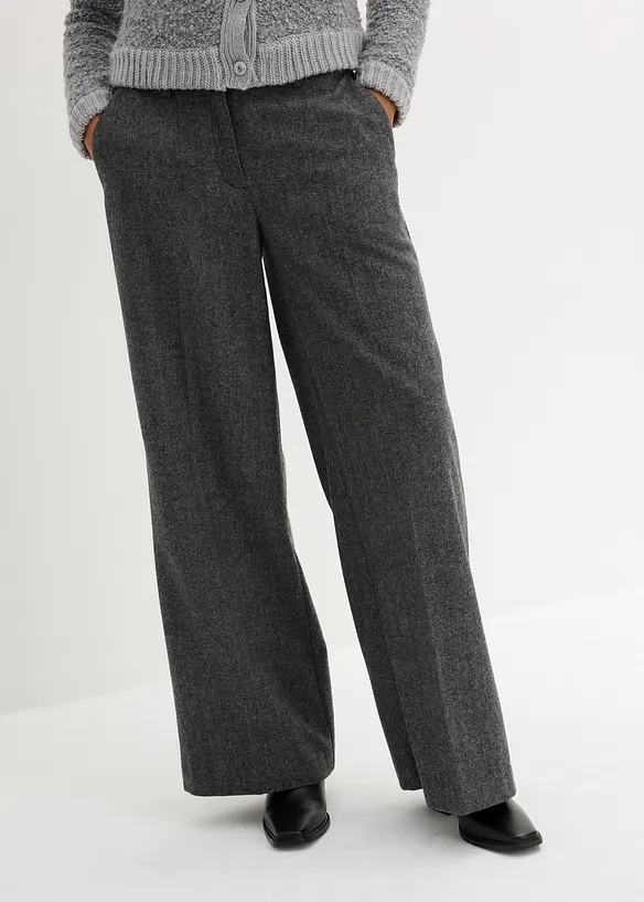 Wollhose mit Fischgratmuster in grau von vorne - bonprix