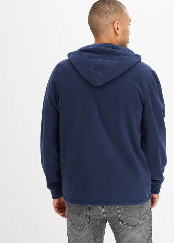 Kapuzen-Fleecejacke in Regular Fit in blau von hinten (im Anschnitt) - bonprix