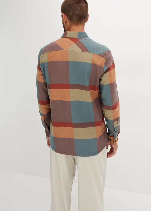 Flanellhemd aus reiner Baumwolle in grau von hinten (im Anschnitt) - bonprix