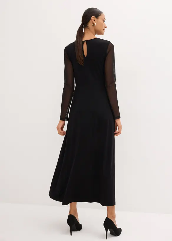 Abendkleid mit Spitze in schwarz von hinten (Totalaufnahme) - bonprix