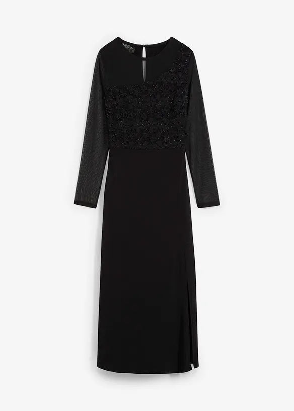 Abendkleid mit Spitze in schwarz von vorne - bonprix