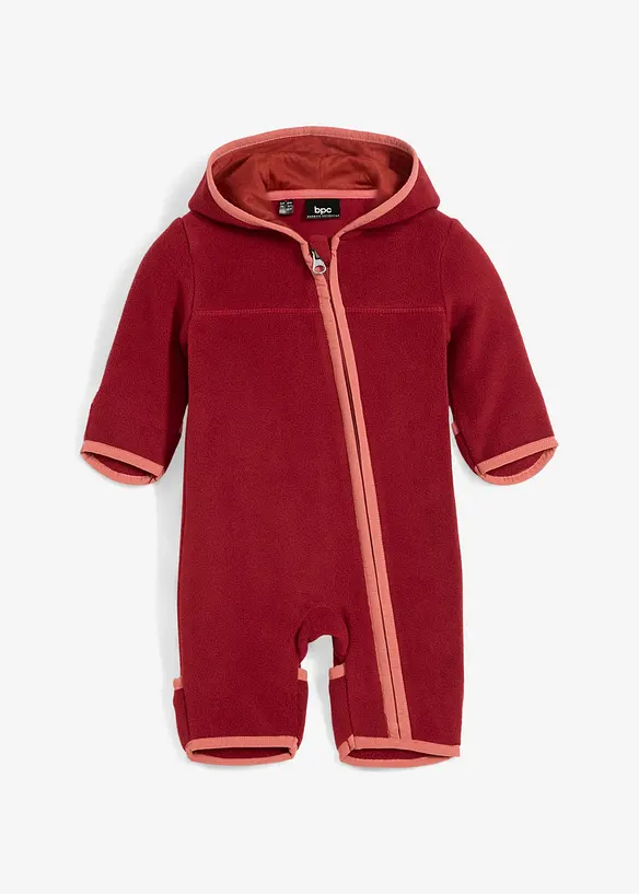 Baby Fleeceoverall in rot von vorne - bonprix