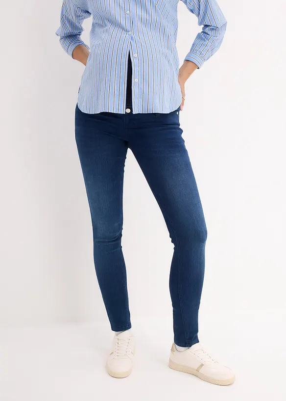 Umstandsjeans mit wärmender Innenseite, Slim-Fit in blau von vorne - bonprix Umstandsjeans mit wärmender Innenseite, Slim-Fit in blau von vorne - bonprix