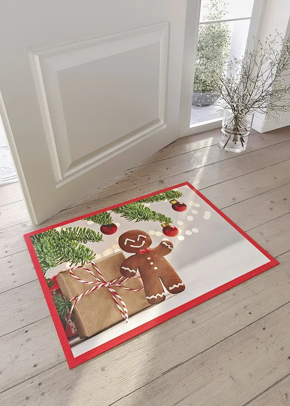 Waschbare Fußmatte mit weihnachtlichem Motiv in rot (Ambiente) - bonprix