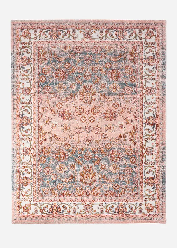 Teppich mit Vintage Design in rosa von vorne - bonprix