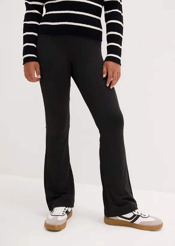 Ausgestellte Jerseyhose mit angerauter Innenseite in schwarz von vorne - bonprix