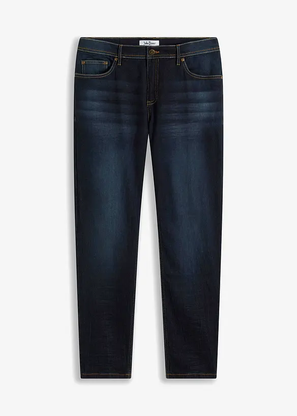 Slim Fit Stretch-Jeans, Tapered in blau von vorne - bonprix