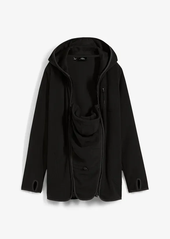 Kuschelige 3-in-1 Umstands-Fleecejacke und Tragejacke in schwarz von vorne - bonprix Kuschelige 3-in-1 Umstands-Fleecejacke und Tragejacke in schwarz von vorne - bonprix