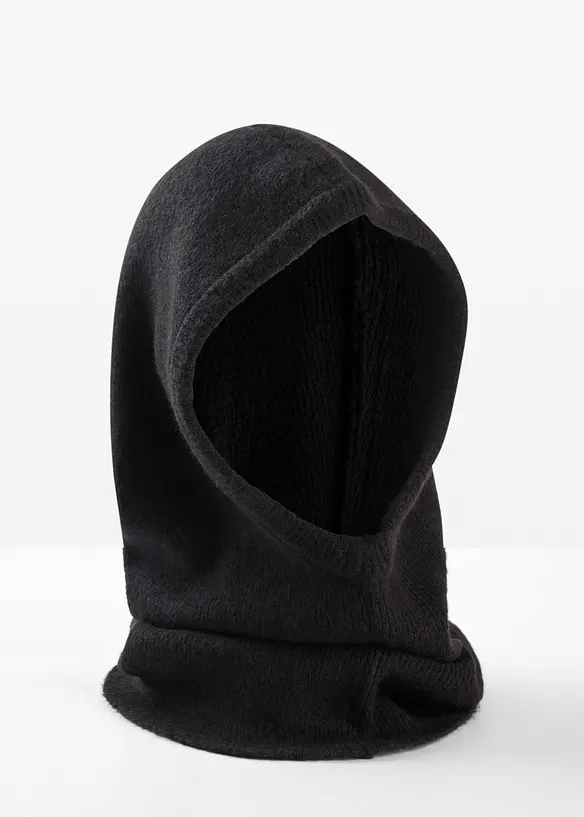 Schalkragen aus Rippstrick in schwarz von vorne - bonprix