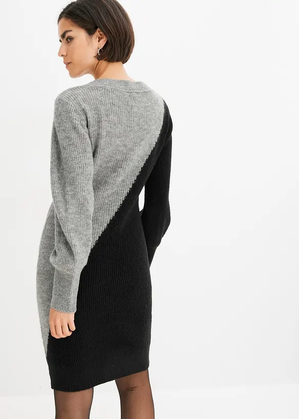 Strickkleid in schwarz von hinten (Totalaufnahme) - bonprix Strickkleid in schwarz von hinten (Totalaufnahme) - bonprix