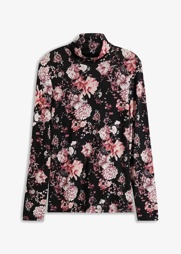 Langarmshirt aus softem Viskose-Mix in schwarz von vorne - bonprix Langarmshirt aus softem Viskose-Mix in schwarz von vorne - bonprix