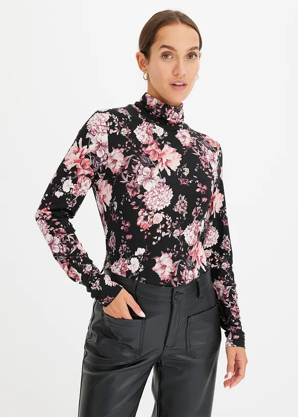 Langarmshirt aus softem Viskose-Mix in schwarz von vorne (im Anschnitt) - bonprix Langarmshirt aus softem Viskose-Mix in schwarz von vorne (im Anschnitt) - bonprix