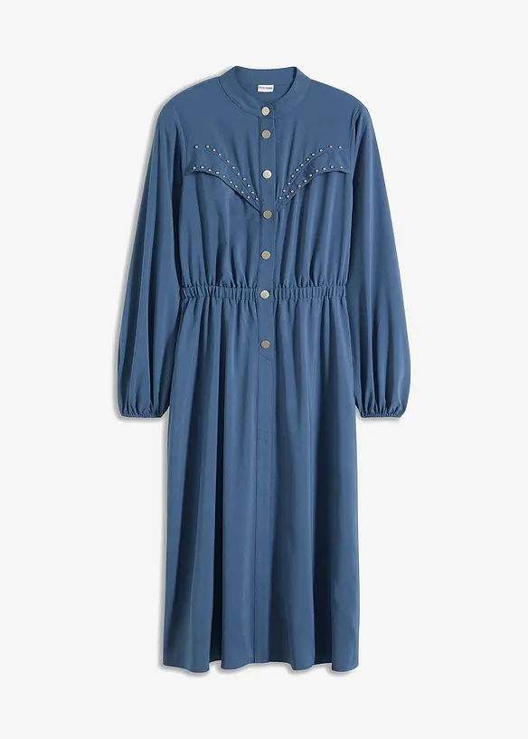 Midikleid mit Nieten-Applikation in blau von vorne - bonprix