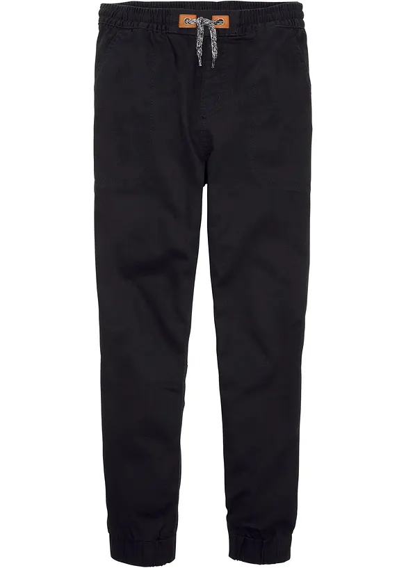 Lässige Thermohose mit kuscheligem Baumwollfutter in schwarz von vorne - bonprix